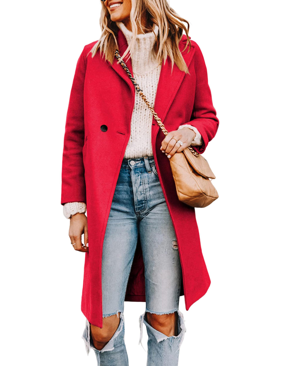 Tanming Women's Wool Pea Coats Long Trench Coats Jackets