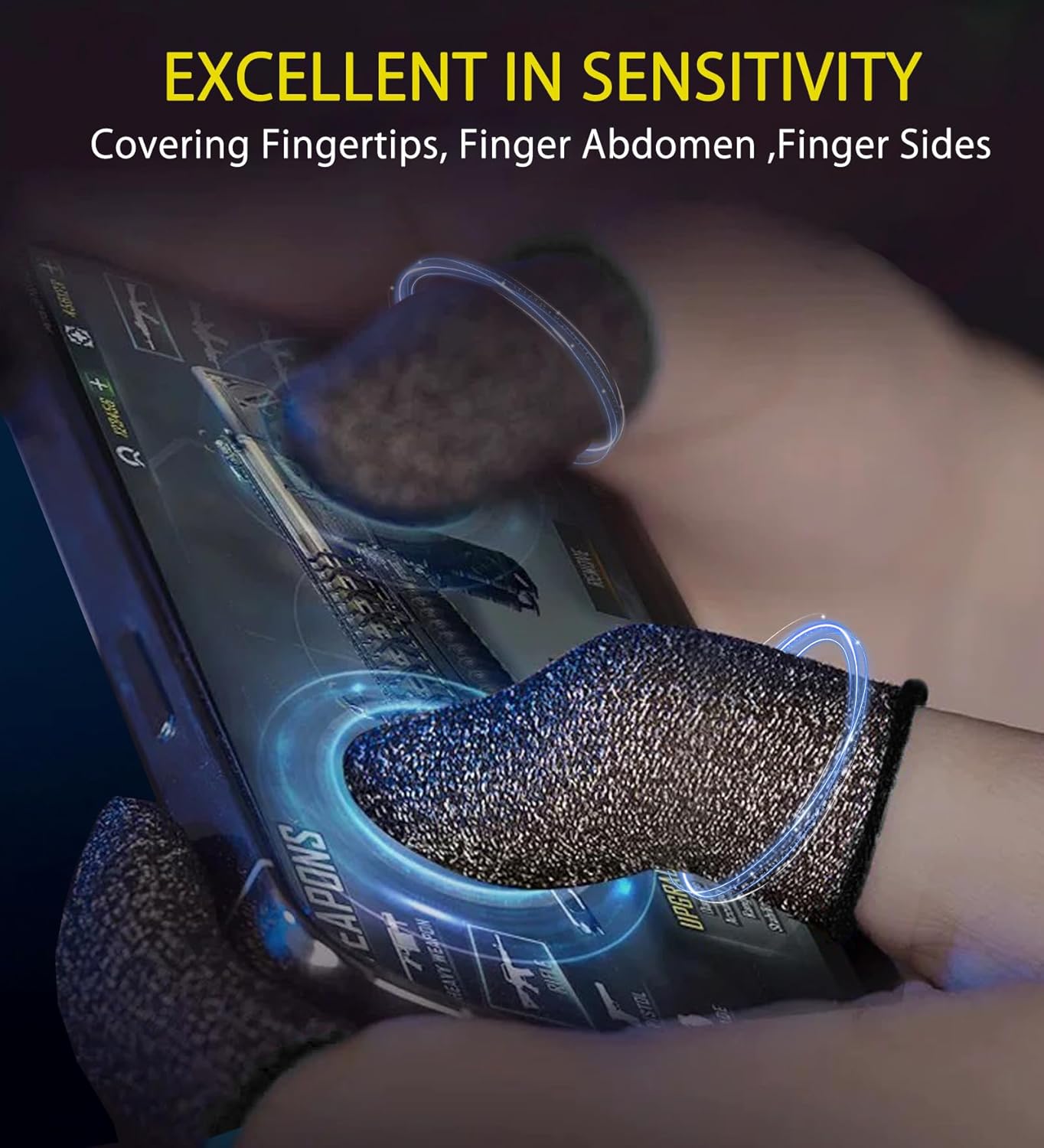 2025 Upgrade: Longer Size Silver Fiber Professional Finger Sleeves for Mobile Gaming–No More Slipping, Maximum Touch Sensitivity, Anti-Sweat, Fits All Touchscreen Devices, 10 Pack (M)