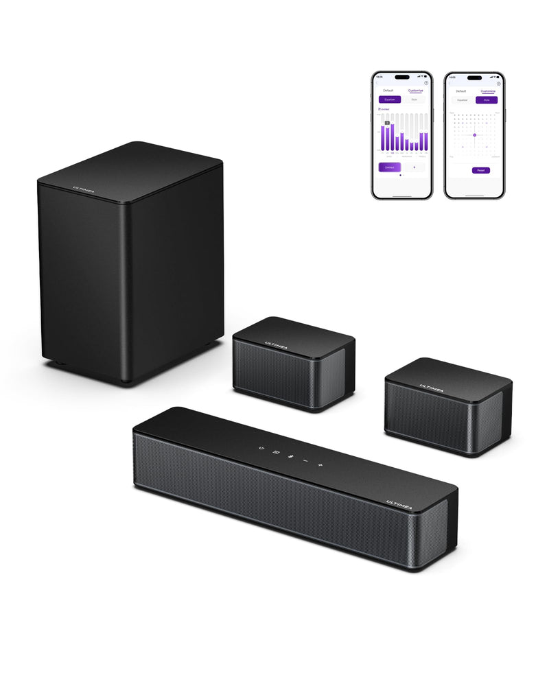 ULTIMEA 5.1CH Surround Sound Bar with Subwoofer, Dolby Atmos, VoiceMX, BassMX, APP, 300W Soundbar for Smart TV, Home Theater Surround Sound System for TV, BT 5.4, Poseidon M60 (2025 Model)
