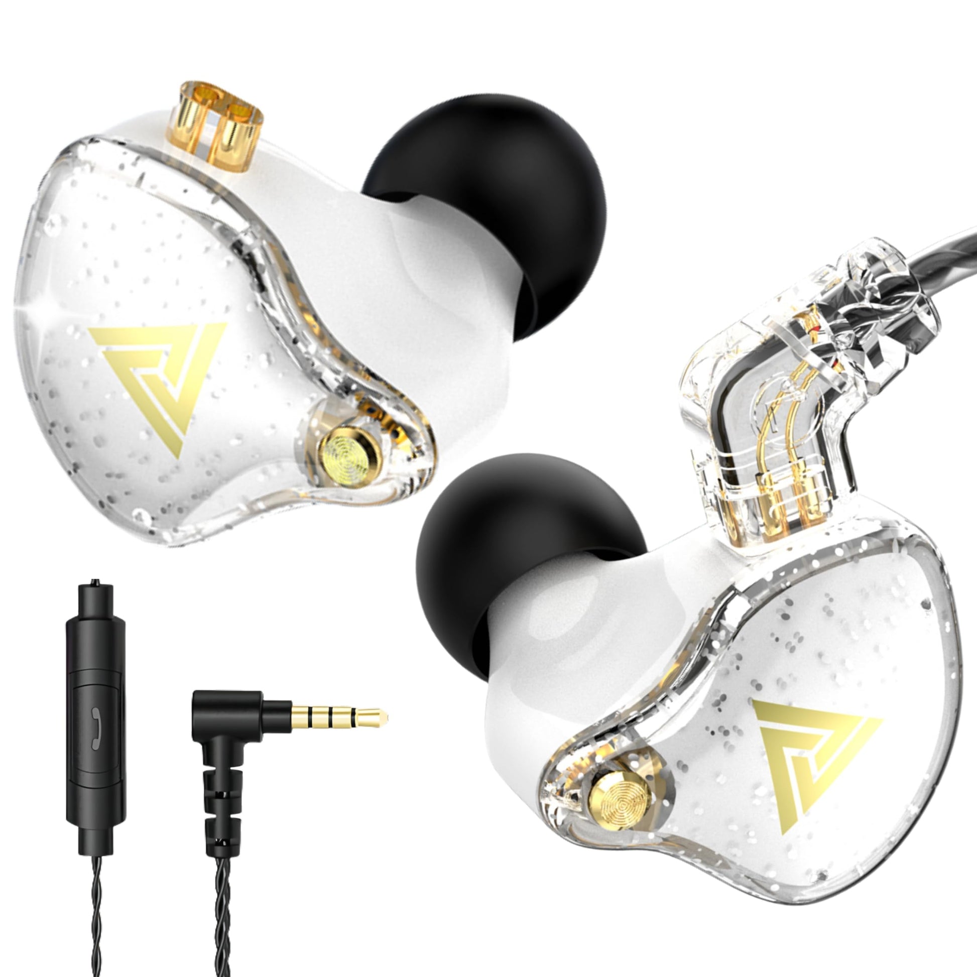 HJX QKZ AK6 Pro Wired IEM for Gaming Earbuds with MIC, in Ear Monitor Headphones, Deep Bass Sound, 1DD 11mm Dynamic Driver, IEM for Music Video Calling (Black)
