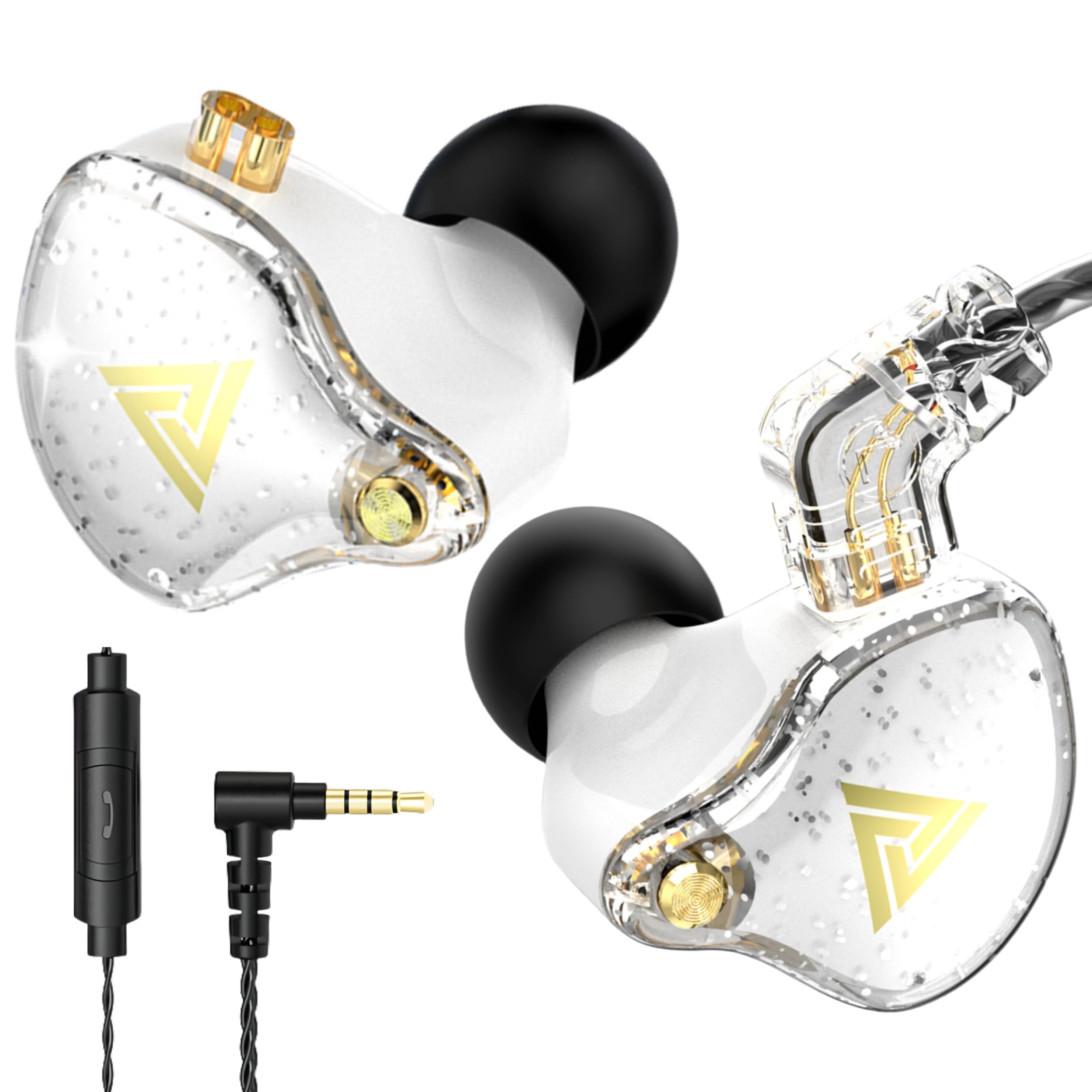 HJX QKZ AK6 Pro Wired IEM for Gaming Earbuds with MIC, in Ear Monitor Headphones, Deep Bass Sound, 1DD 11mm Dynamic Driver, IEM for Music Video Calling (Black)