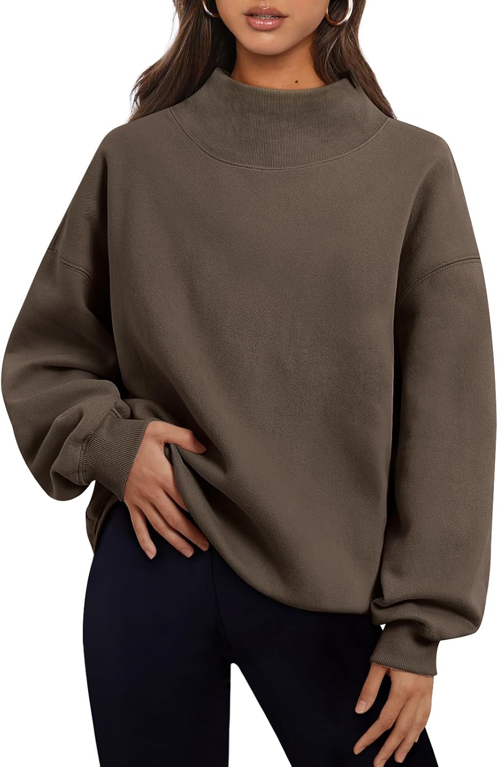 Trendy Queen Womens Oversized Sweatshirts Turtleneck Pullover Long Sleeve Hoodies Tops Fall Fashion Outfits 2026 Clothes-81