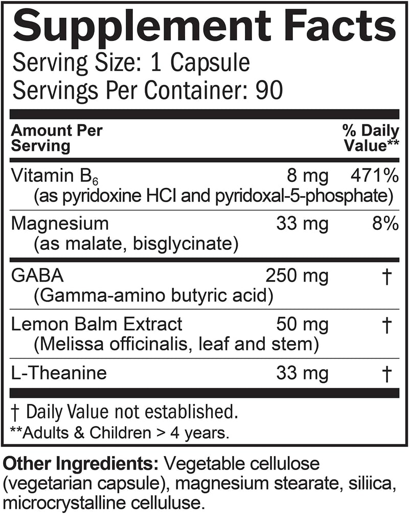 BRAINMD Dr Amen GABA Calming Support - 90 Capsules - Promotes Relaxation - Contains Magnesium, Vitamin B6 & Lemon Balm - 90 Servings