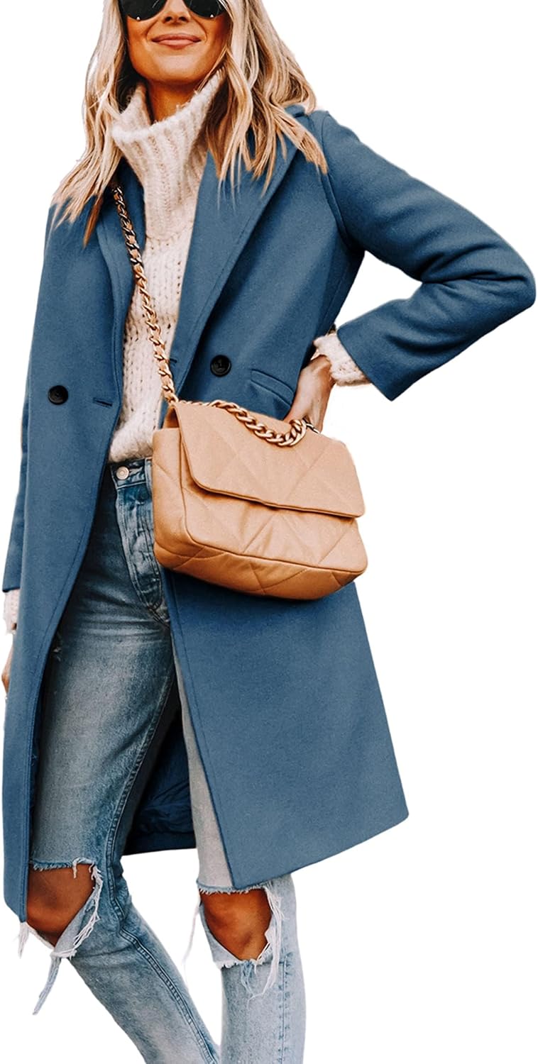 Tanming Women's Wool Pea Coats Long Trench Coats Jackets