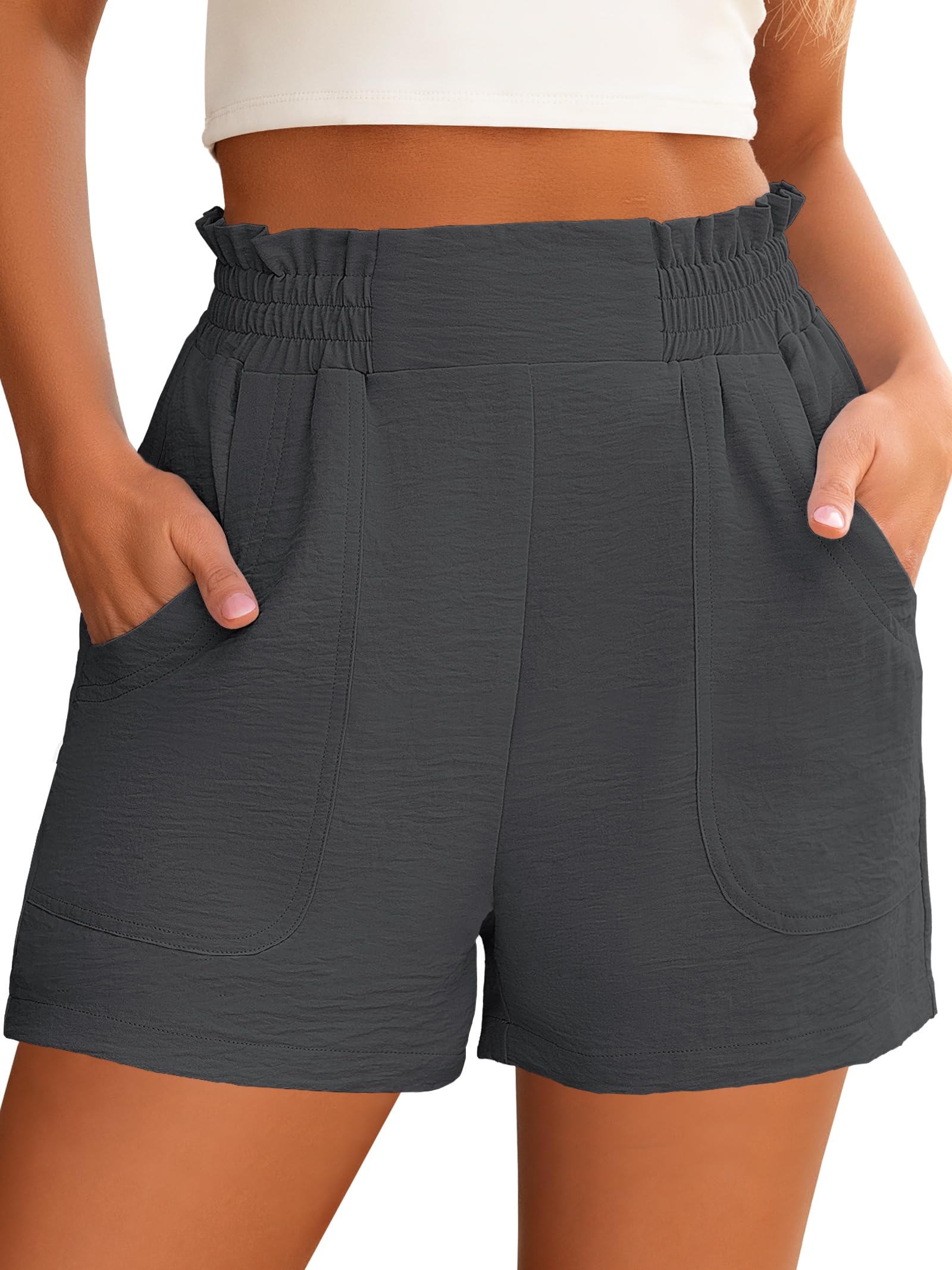 ANRABESS Shorts for Women Summer Casual Elastic High Waisted Wide Leg Cute Dressy Beach Shorts 2026 Vacation Beach Clothes