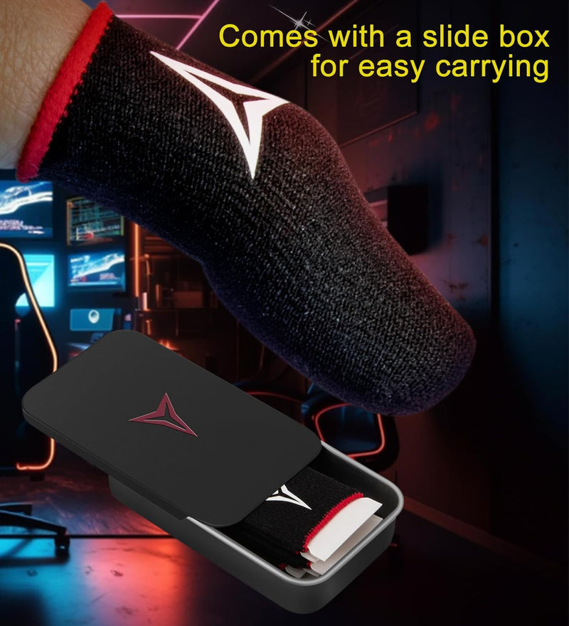 Professional Mobile Gaming Finger Sleeves with a Slide Box,No More Slipping,Longer Size for 5 Fingers, High Sensitivity,Anti-Sweat,Anti-Slip Finger Gaming Gloves Fits All Touchscreen Devices,6 Pack