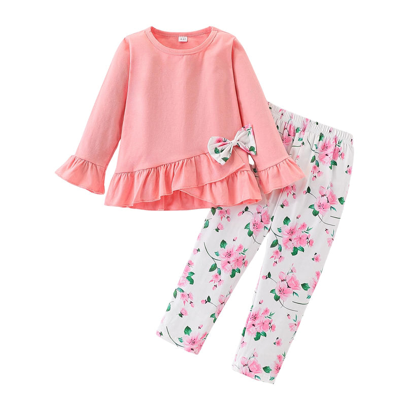 Azmxynol Girls Clothes 2 Piece Outfit Ribbed T-Shirt Top + Cargo Pants, Girls Fall Clothing Set, Sizes 5-16 Years