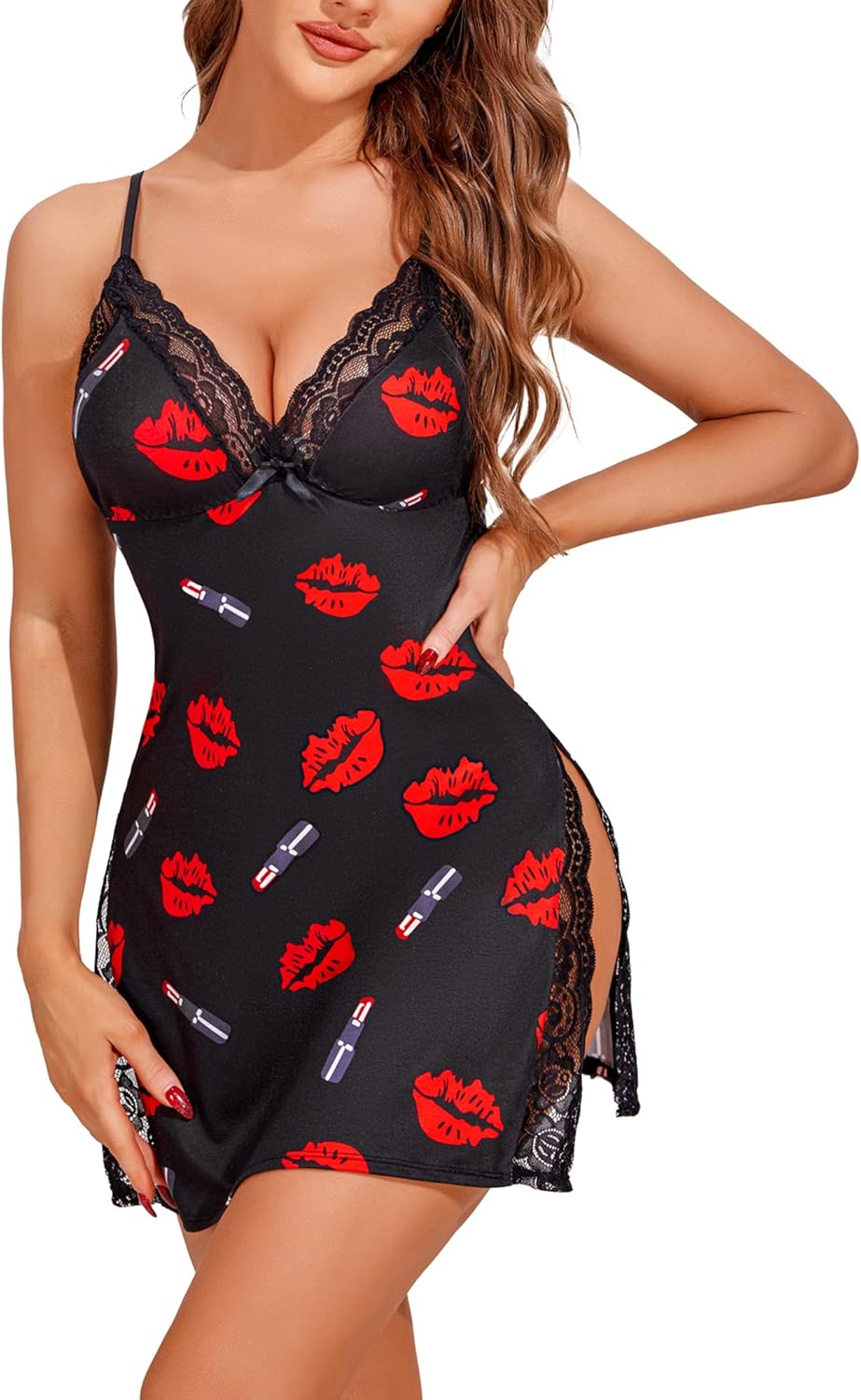 Avidlove Women's Lingerie Sexy Nightwear Spaghetti Strap Nightgown Babydoll Chemise-49