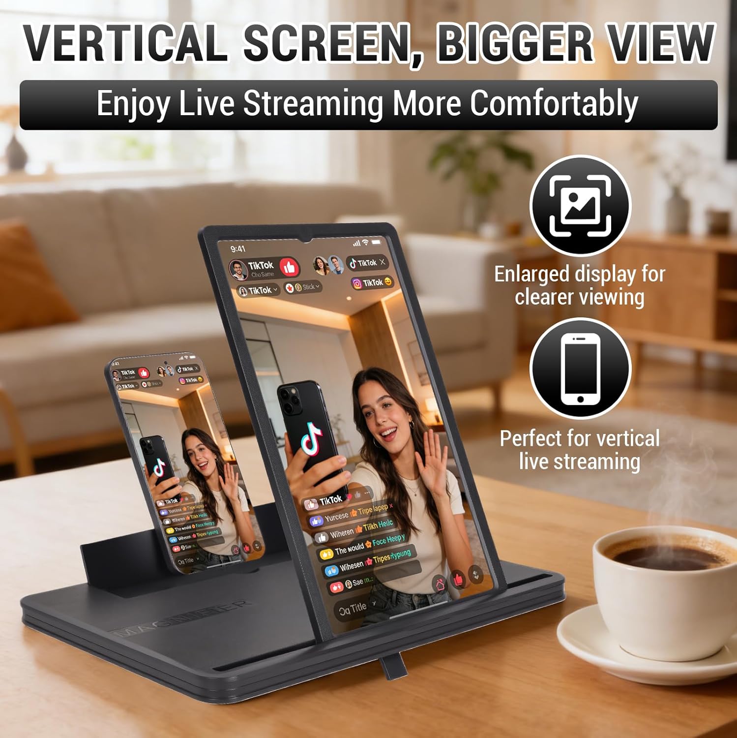 14" Phone Screen Magnifier, 2026 New 2-in-1 3D HD Portable Projector Screen, Vertical & Horizontal Switch for Movies, Gaming & Live Streaming
