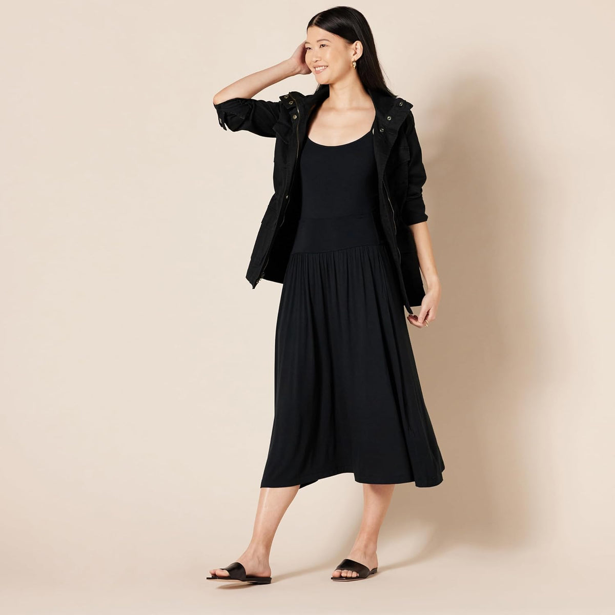 Amazon Essentials Women's Jersey Pull On Midi Length Skirt