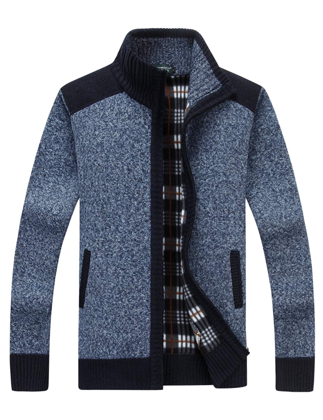 Yeokou Men's Casual Slim Full Zip Thick Knitted Cardigan Sweaters with Pockets-37