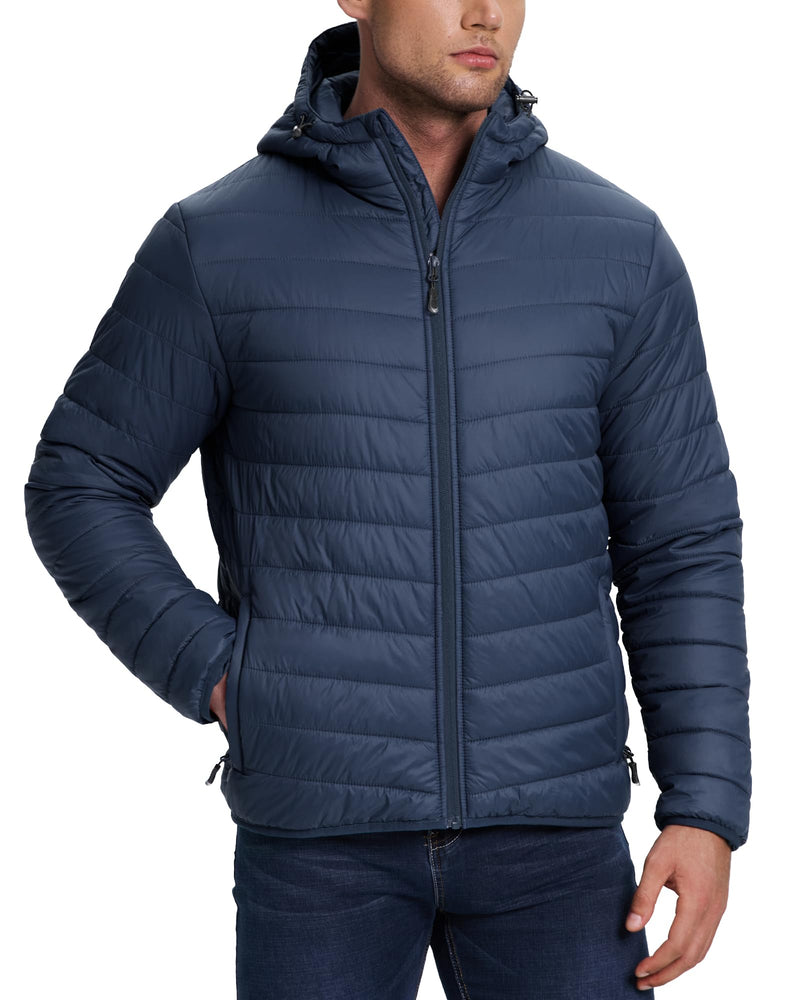 33,000ft Men's Packable Hooded Puffer Jacket Lightweight Warm Winter Coat