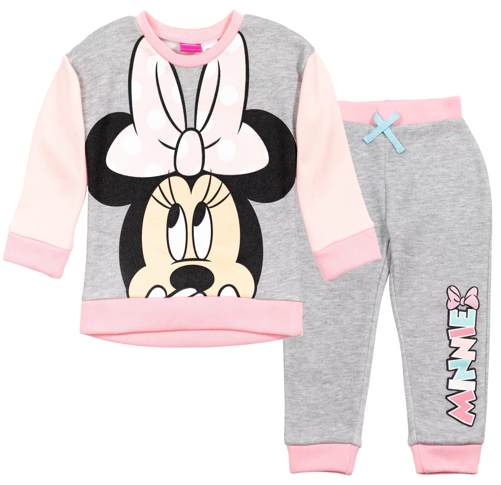 Disney Minnie Mouse Fleece Sweatshirt and Pants Outfit Set Newborn to Big Kid Sizes (Newborn - 14-16)