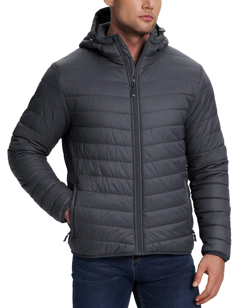 33,000ft Men's Packable Hooded Puffer Jacket Lightweight Warm Winter Coat