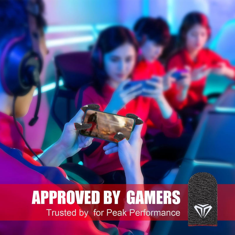 6 Pieces Gaming Finger Sleeves Anti Sweat Gaming Thumb Sleeve Silver Fiber Thin Mobile Finger Protectors Smooth Feel Gamer Gloves Accessories for Most Touchscreen Devices Tablet Phone