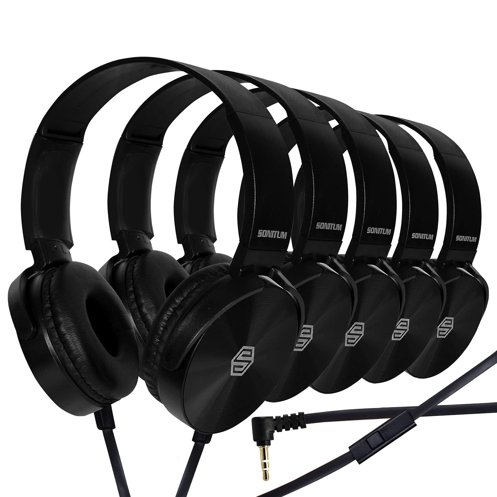 Premium Classroom Headphone with Microphone (5 Pack) - Kids Wired Earphones with Mic for School Students K-12 & Teachers, Soft Swivel On Ear Pads- Perfect for E-Learning, Meetings, Calls -(Colorful)