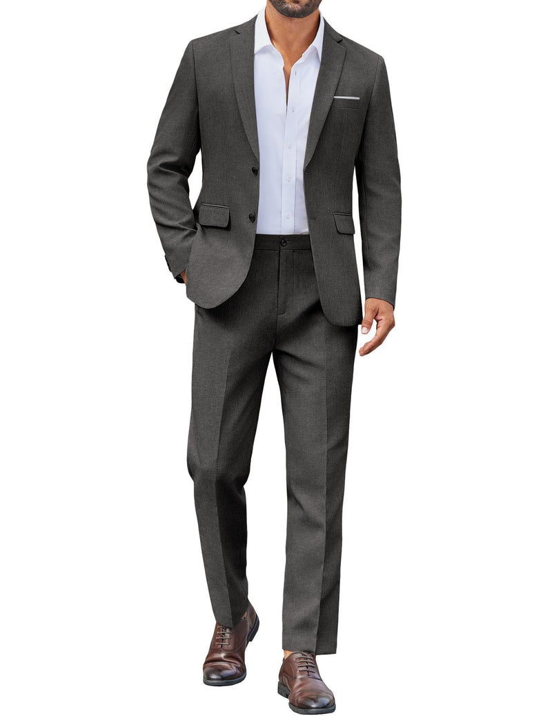 COOFANDY Mens Suit 2 Piece Suit Classic Fit Two Button Blazer Jacket Pants Set Business Wedding Party Suits for Men-41
