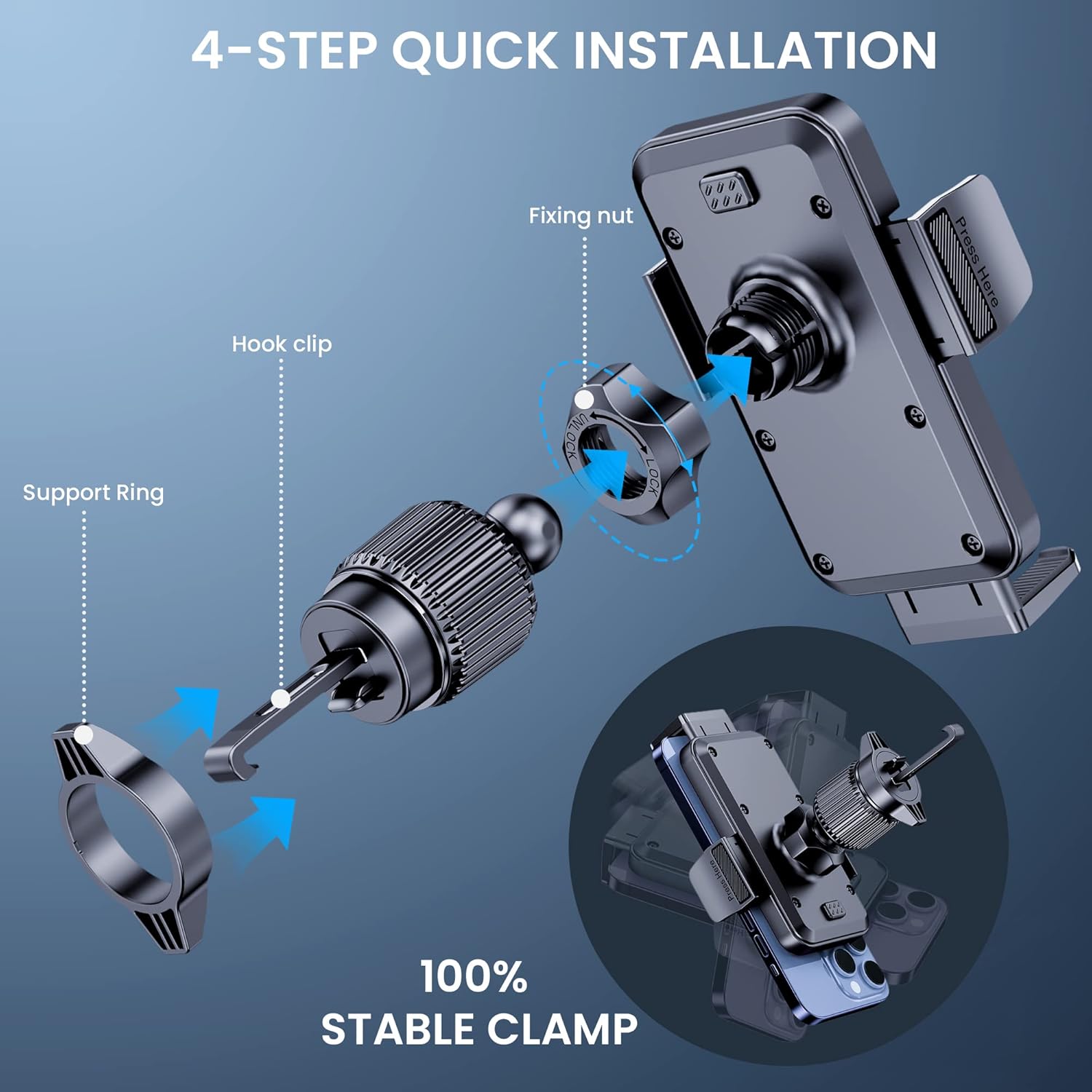 Phone Mount for Car Holders Cell Phon Holder Hands Free Phone Stand for Car Vent Automobile Mount Fit iPhone Android Smartphoe Universal Camera Mount Stabilizers
