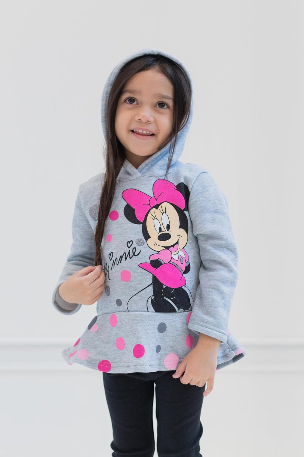 Disney Minnie Mouse Fleece Pullover Crossover Hoodie and Leggings Outfit Set Infant to Big Kid Sizes (12 Months - 14-16)