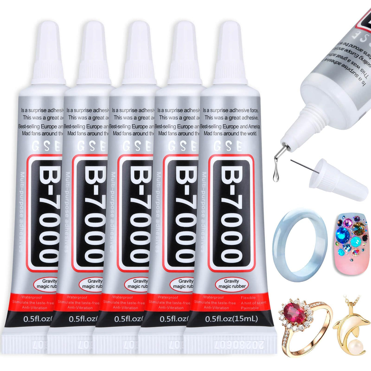 B7000 Rhinestones Glue for Crafts, 110ML Glue of Diamond Jewelry 3.7fl.oz Clear B-7000 Super Jewelry Glue Transparent Industrial Adhesive for Fabric Phone Repair Jewelery Making Crystal Gem