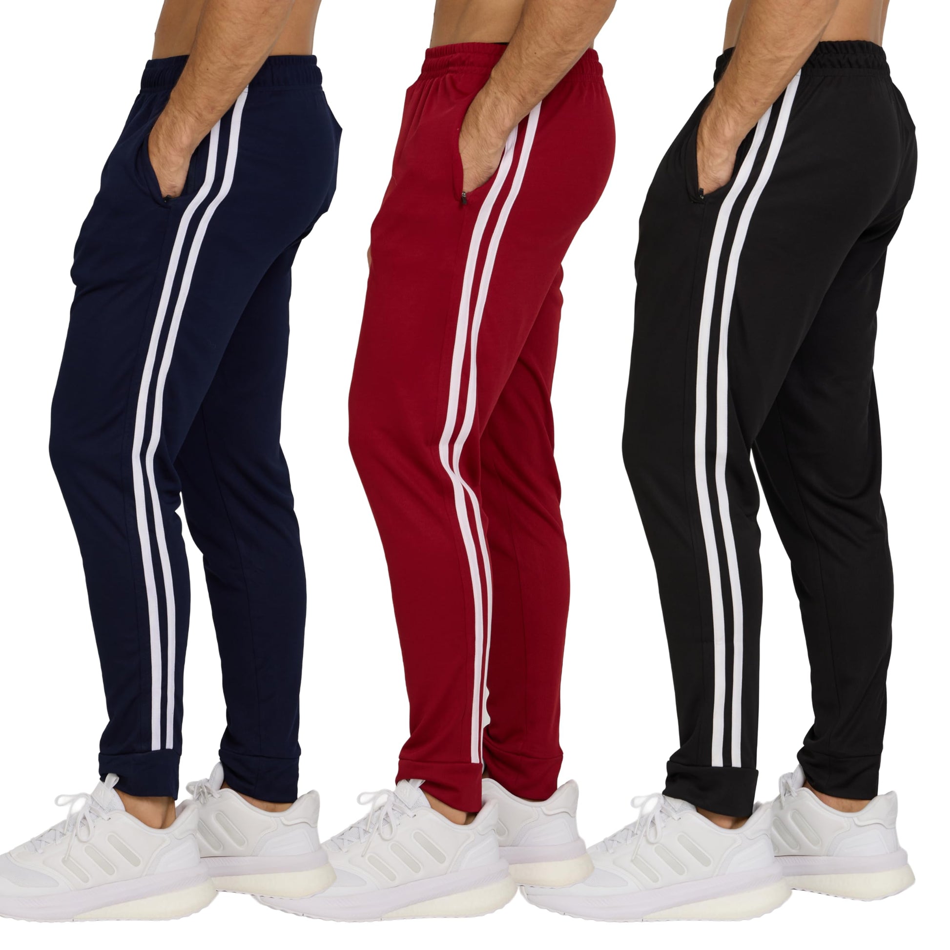 PURE CHAMP Men’s 3 Pack Mesh Joggers with Zipper Pockets, Athletic Pants for Men – Moisture-Wicking Gym Sweatpants Men-34