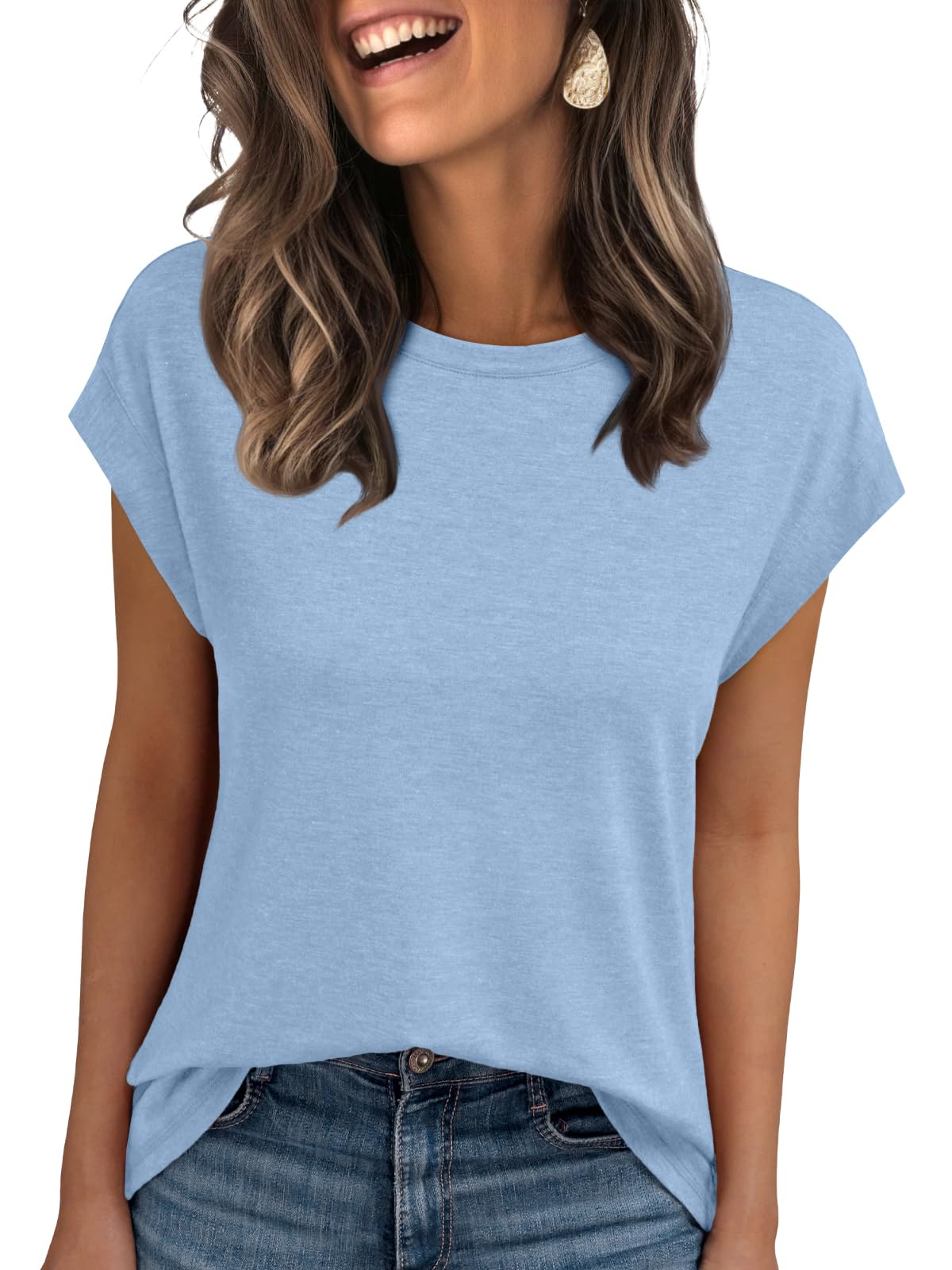 AUTOMET Women's Cap Sleeve Tops for Summer - Soft Stretchy Versatile Shirts for Office Casual Date Everyday Wear