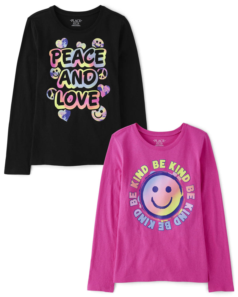 The Children's Place Girls Unicorns,Sports,Butterflies Long Sleeve Graphic T-Shirts,2 Pack