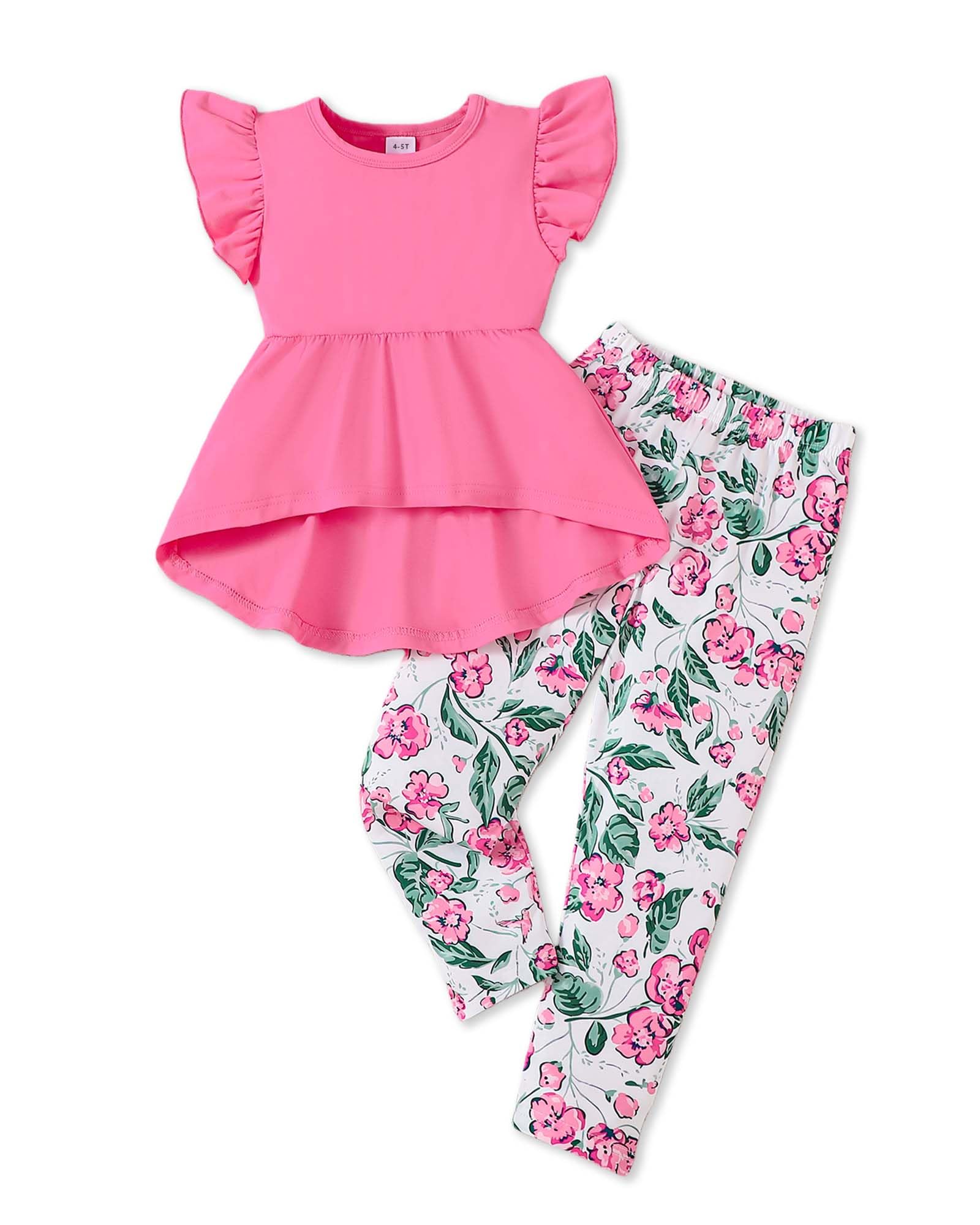 Doresbebe Toddler Girl Clothes Kid Fall Outfit Ruffle Sleeve Shirt Top Floral Pants Winter Clothing Set