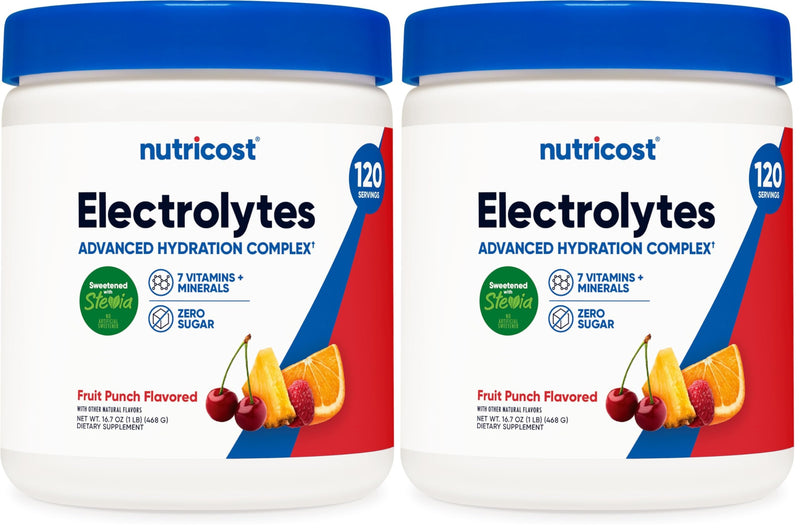 Nutricost Electrolyte Complex Powder (120 Servings, Fruit Punch) | Hydration Supplement Drink Mix with Vitamins and Minerals