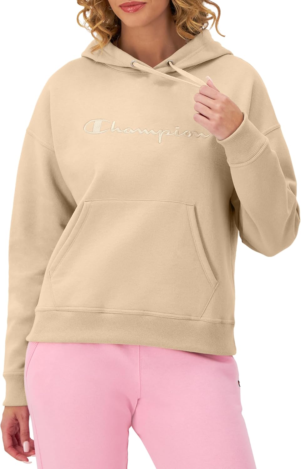 Champion Women’s Pullover Fleece Hoodie, Loose Fit, Midweight, Script Logo-58