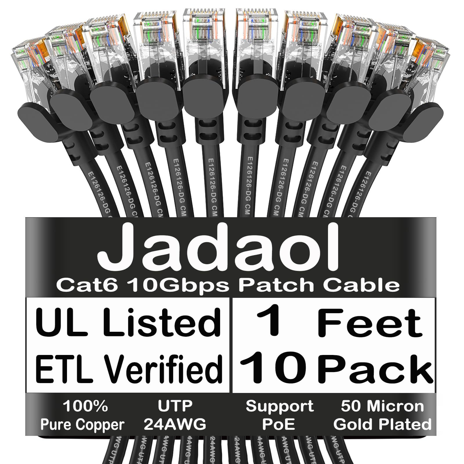 Jadaol Cat 6 Ethernet Cable 50 ft, 10Gbps Support Cat8 Cat7 Network, Flat RJ45 LAN Patch Cable, High-Speed Wired Internet Cable for Router, Modem, Switch, Gaming Consoles, PC, Streaming Devices, White