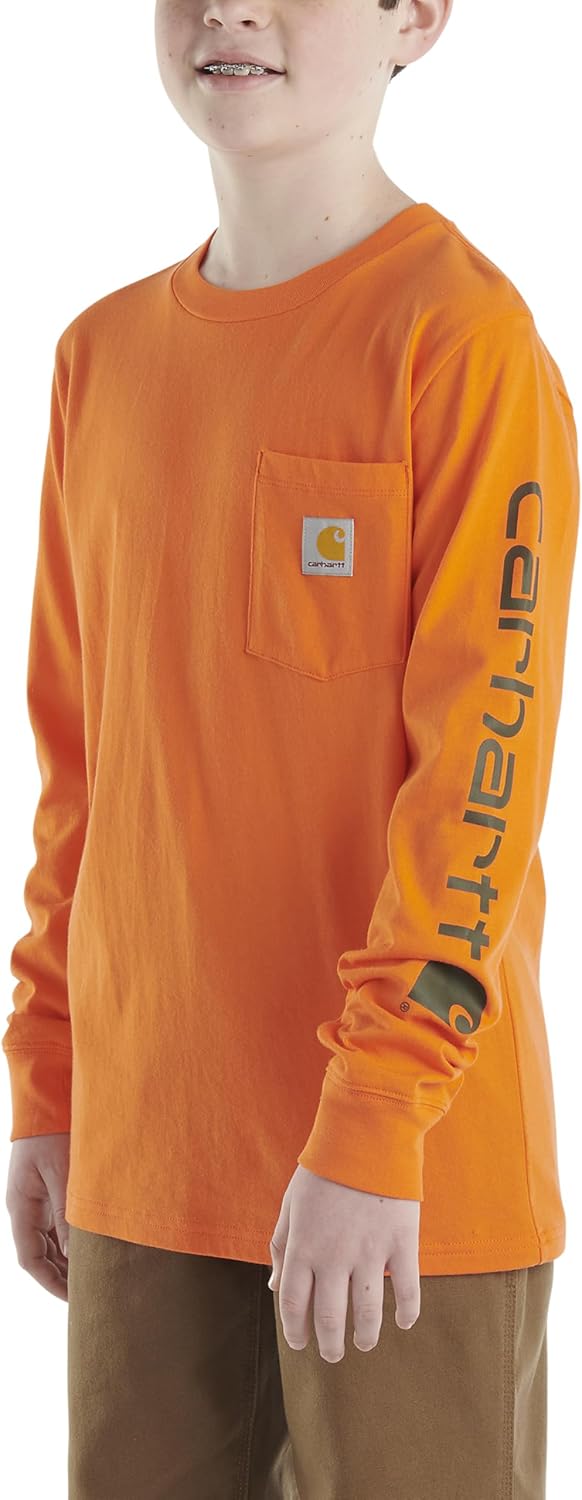 Carhartt Boys' Long-Sleeve Logo Sleeve Pocket T-Shirt
