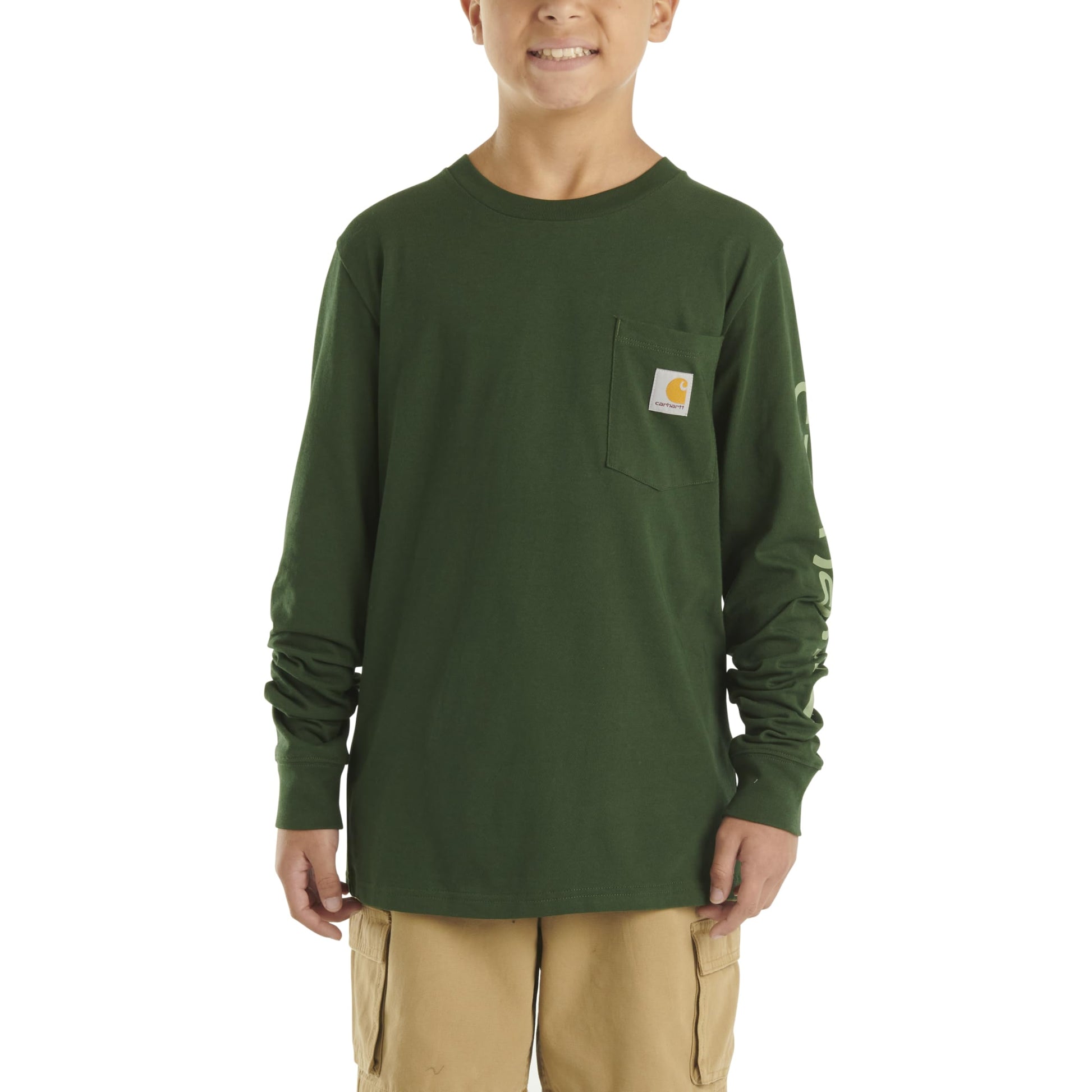 Carhartt Boys' Long-Sleeve Logo Sleeve Pocket T-Shirt