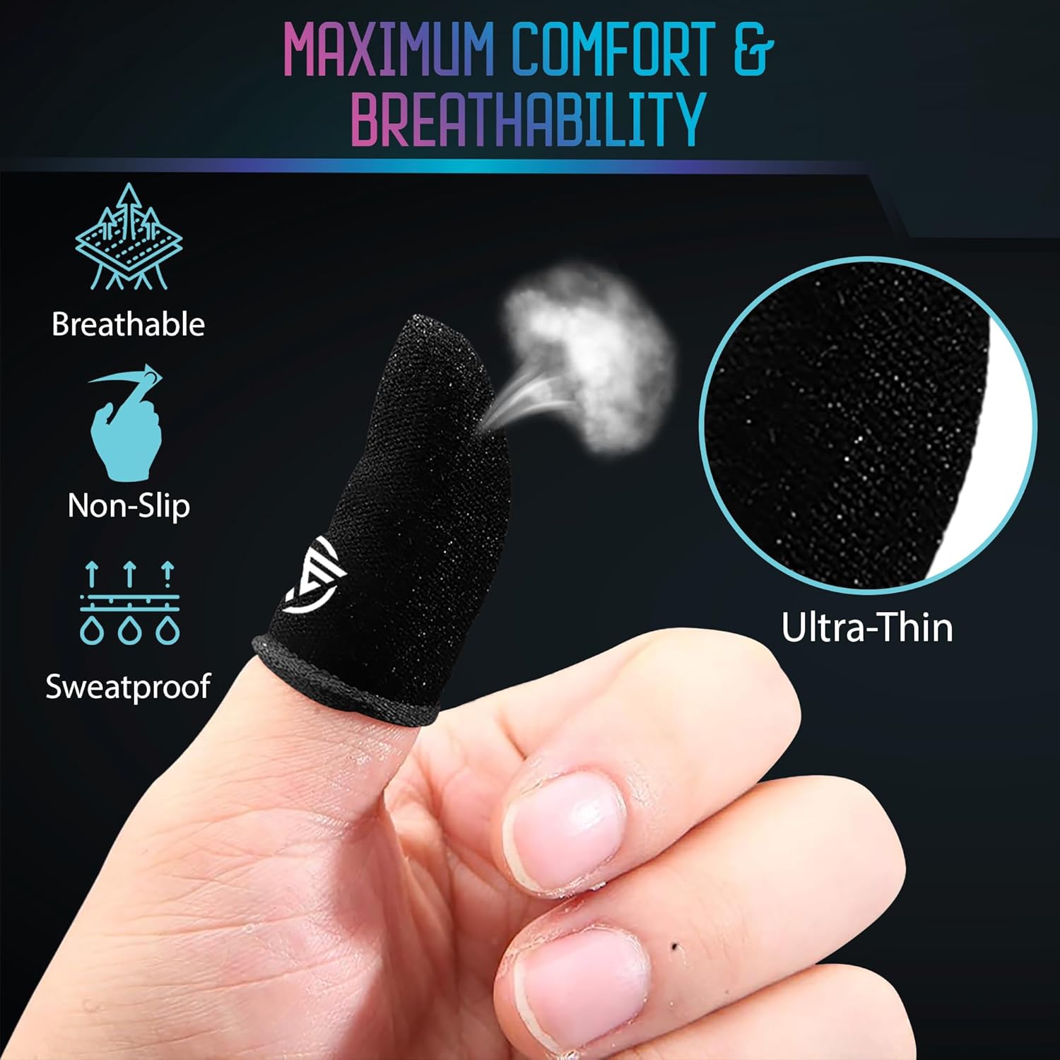 Gaming Finger Sleeves,Ultra-Thin Carbon Fiber,Anti-Sweat & Anti-Slip,Universal for all Phones & Tablets