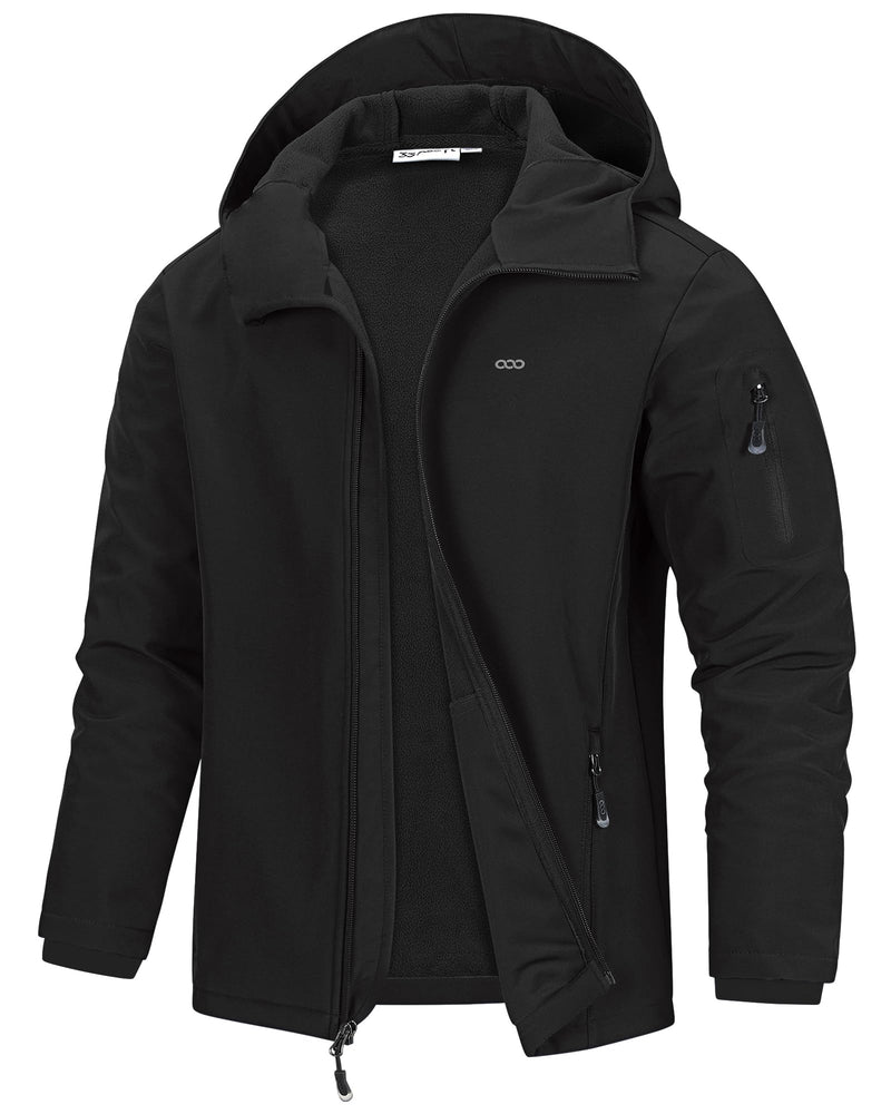 33,000ft Men's Hooded Softshell Jacket Waterproof Lightweight Insulated Windbreaker Fleece Lined Rain Shell Jacket-34