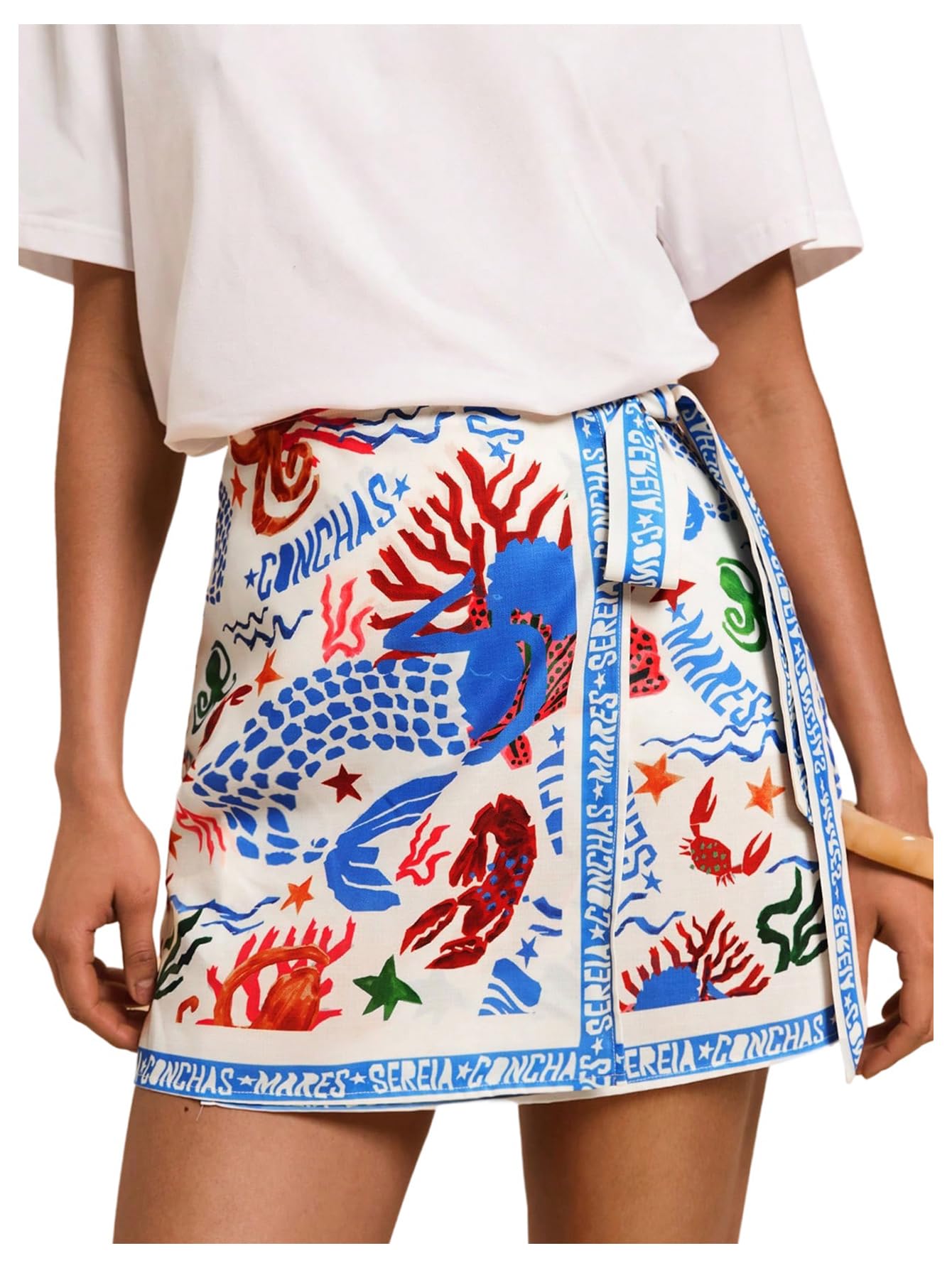 MAKEMECHIC Women's Summer Boho Wrap Mini Skirt Beach Vacation Short Skirts