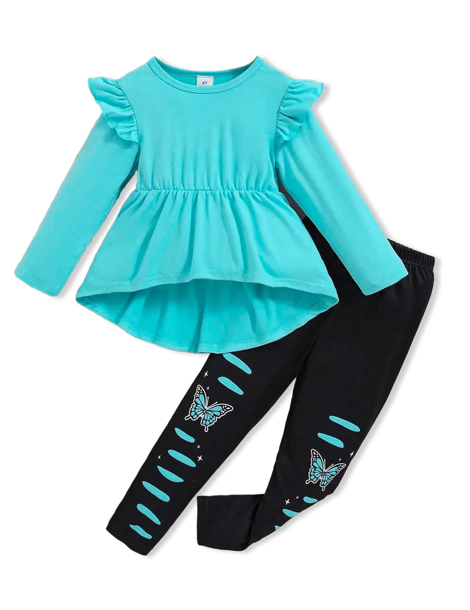 Doresbebe Toddler Girl Clothes Kid Fall Outfit Ruffle Sleeve Shirt Top Floral Pants Winter Clothing Set