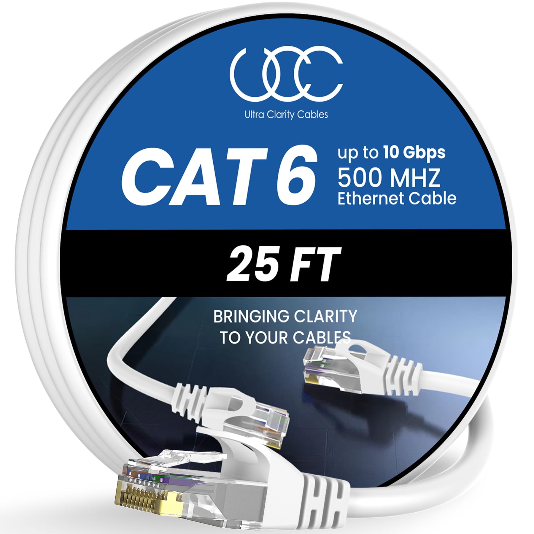 Ultra Clarity Cables Cat 6 Ethernet Cable 100 ft, Outdoor&Indoor 10Gbps Ethernet Cable, High Speed Cat6 Cable RJ45 LAN Internet Cable for Computer, Router, Modem, PS4/5, Xbox, Gaming - Black