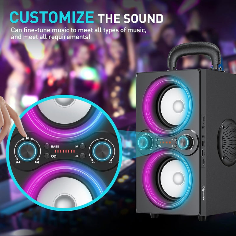 Bluetooth Speakers, 80W(Peak) Wireless TWS Portable Bluetooth Speaker, Beat-Driven Lights, 100dB Loud Stereo Speaker with BassUp, Speakers with Subwoofer for Outdoor, Party, Camping