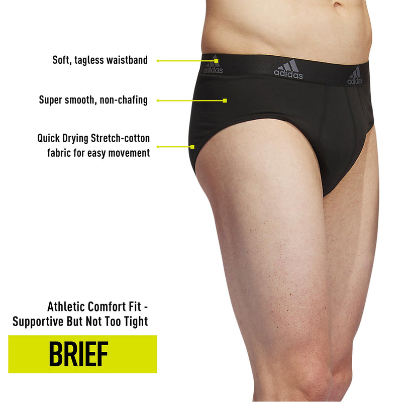 adidas mens Performance Stretch Cotton Brief Underwear (3-pack) Designed for Active Comfort and All Day Wear.-60