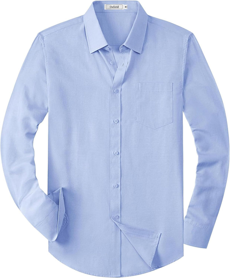 Mens Oxford Shirts Long Sleeve Business Casual Cotton Dress Shirt Wedding Dating Party Button Down Tops with Pocket-9
