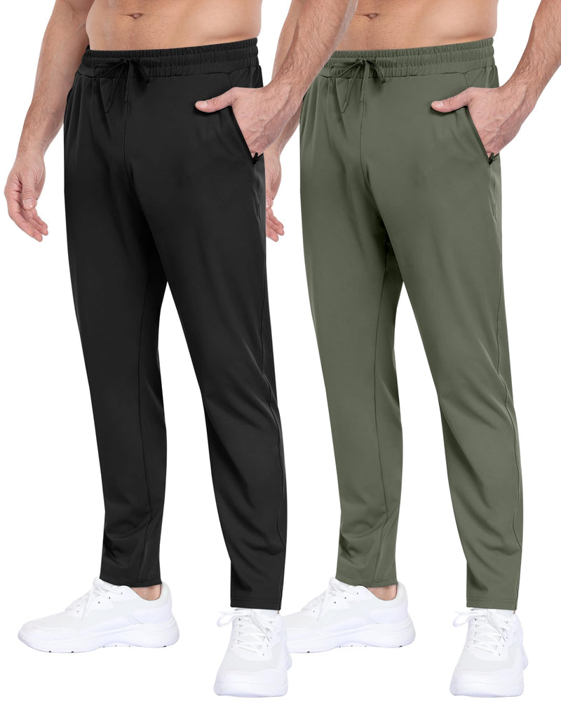 2 Pack Mens Fleece Lined Pants with Zipper Pockets,Winter Athletic Workout Warm Running Joggers Sweatpants for Men-31