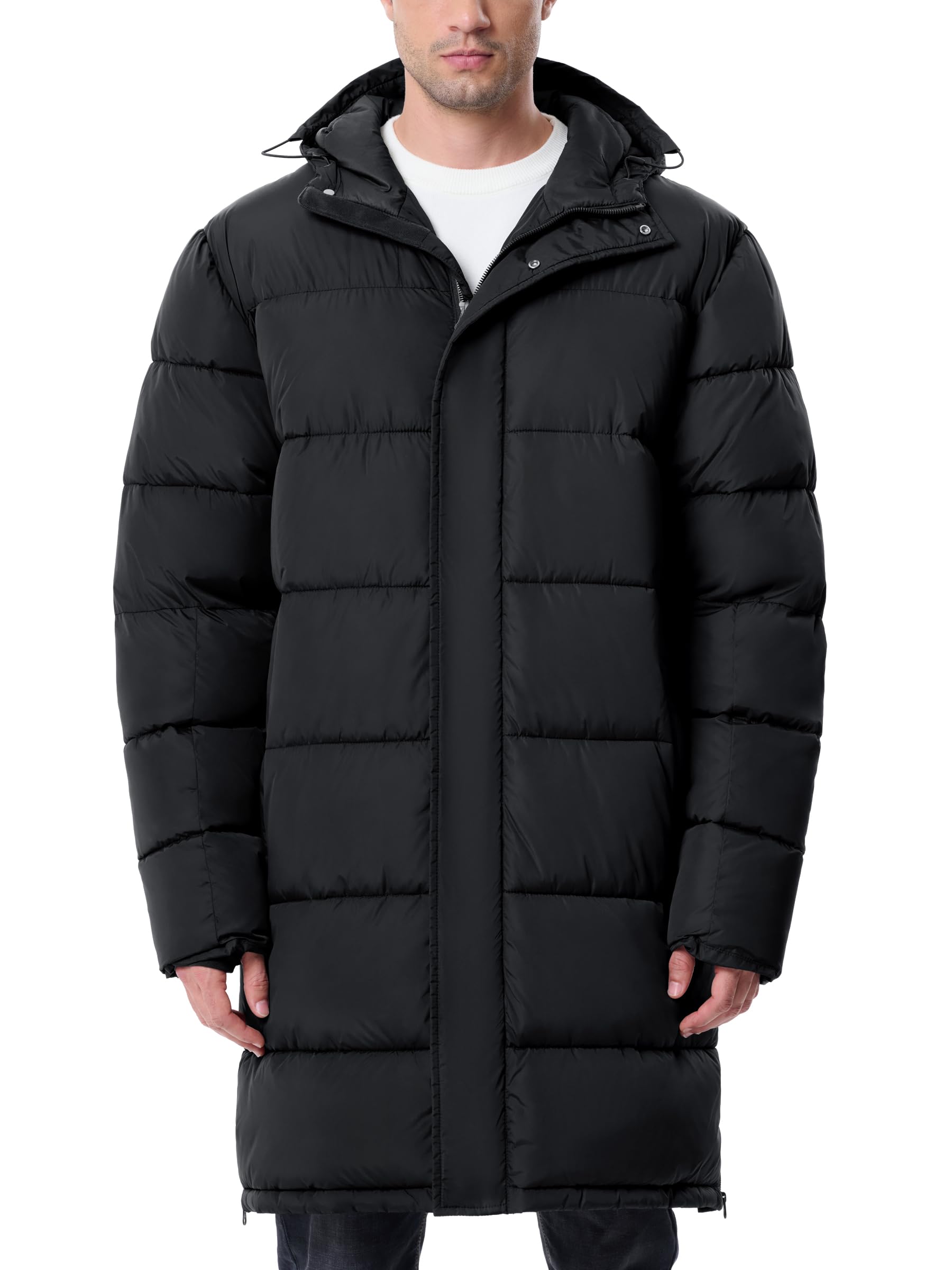 Mens Long Winter Coats Lightweight Puffer Jacket Warm Insulated Waterproof Winter Jacket With Hooded-17