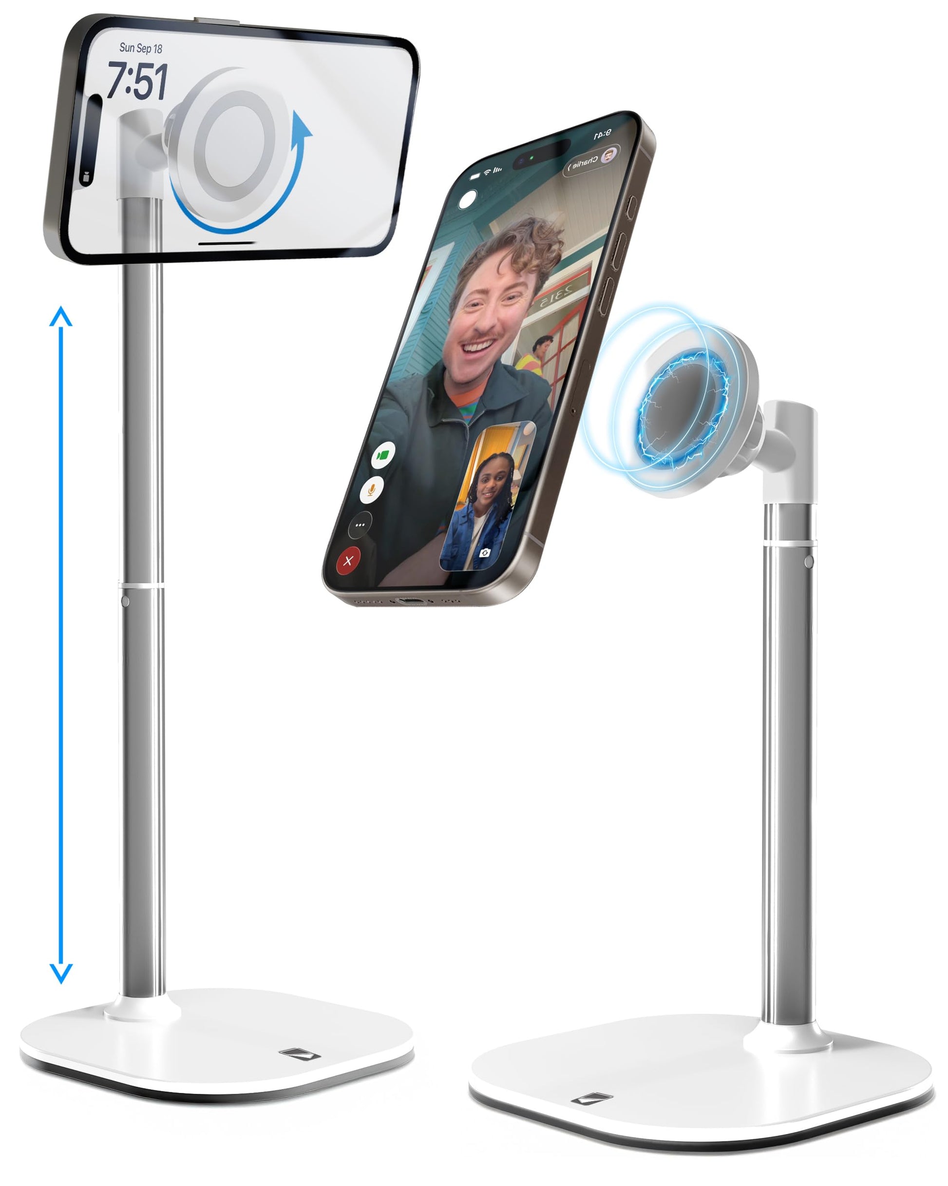 COOPER MagStand, Adjustable Magnetic iPhone Stand for Desk & Phone Holder for Video Recording, Compatible with MagSafe, Stand for iPhone 17 Pro Max, 16/15/14/13/12, Small Mag Safe Tripod (Black)