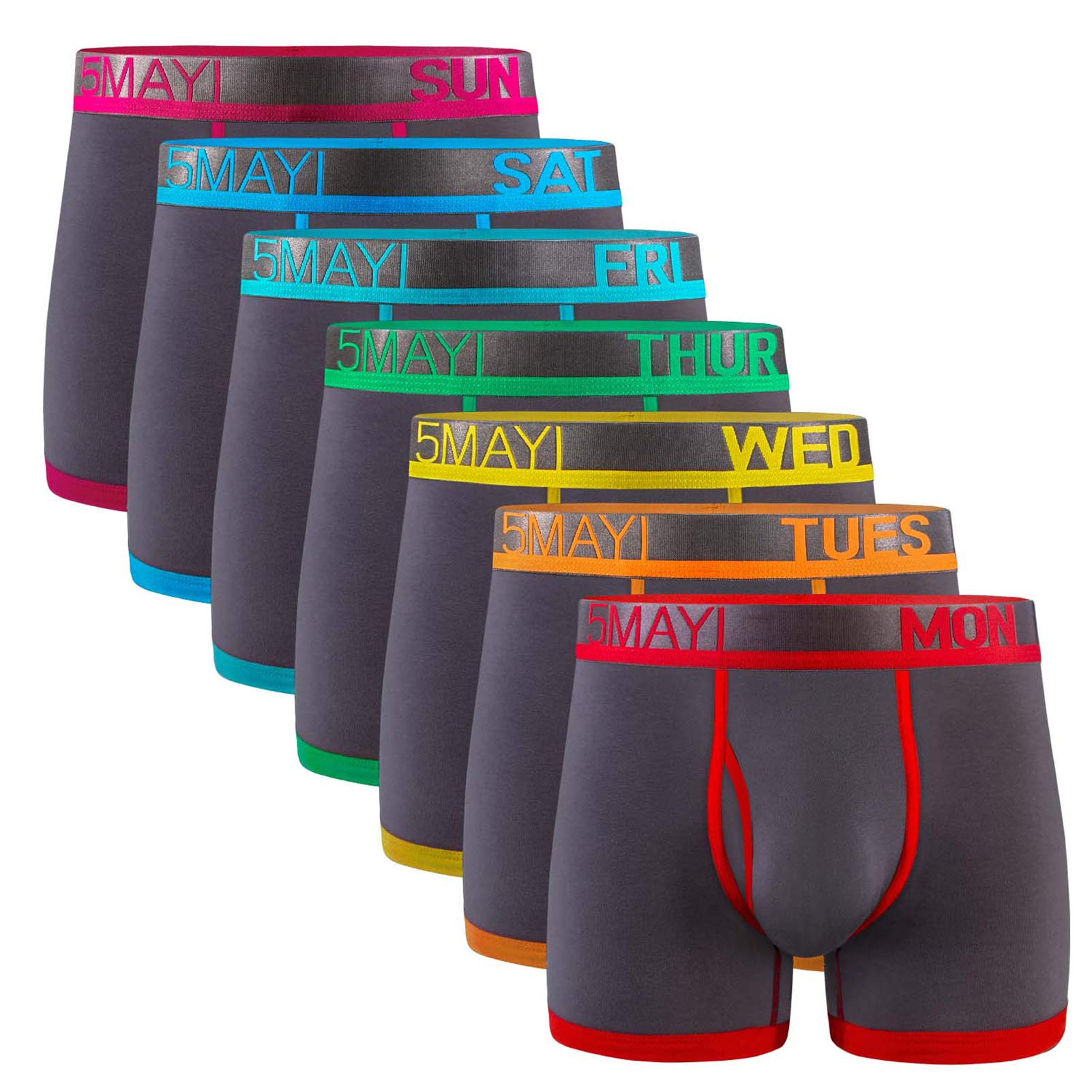 5Mayi Men's Underwear Boxer Briefs Cotton Regular Long Mens Boxer Briefs Underwear Men Pack S M L XL XXL-37