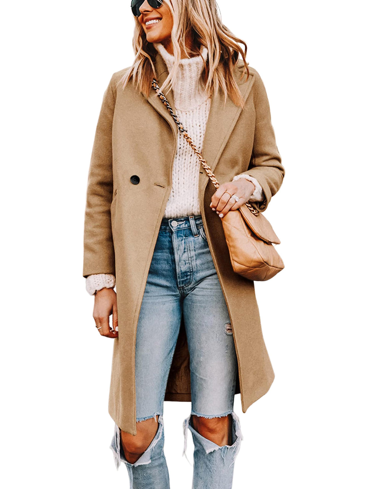 Tanming Women's Wool Pea Coats Long Trench Coats Jackets