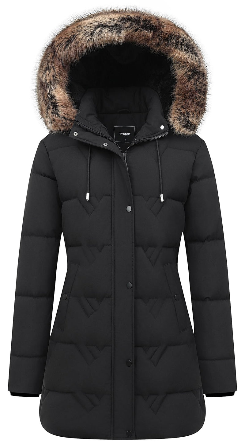 Women's Winter Coat Waterproof Long Insulated Parka with Detachable Hood-19