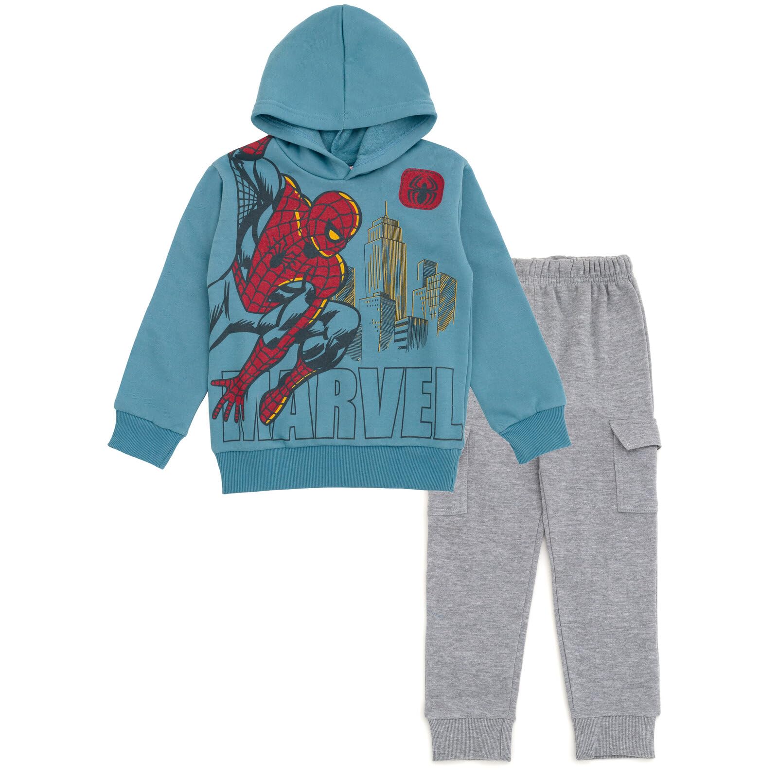Marvel Avengers Spider-Man Fleece Pullover Hoodie and Jogger Pants Outfit Set Toddler to Big Kid Sizes (2T - 18-20)