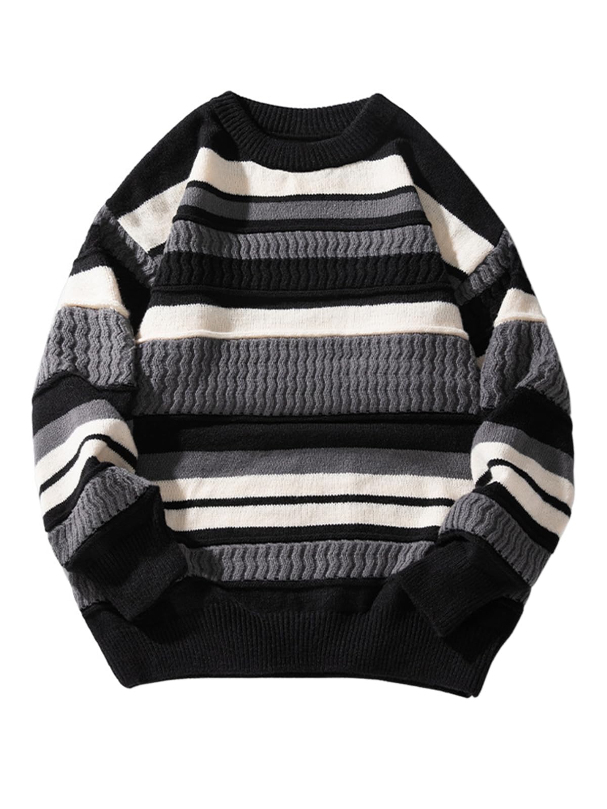 Mens Oversized Sweater Unisex Crewneck Cable Knit Sweater Pullover Aesthetic Streetwear Casual Sweaters Jumper-21