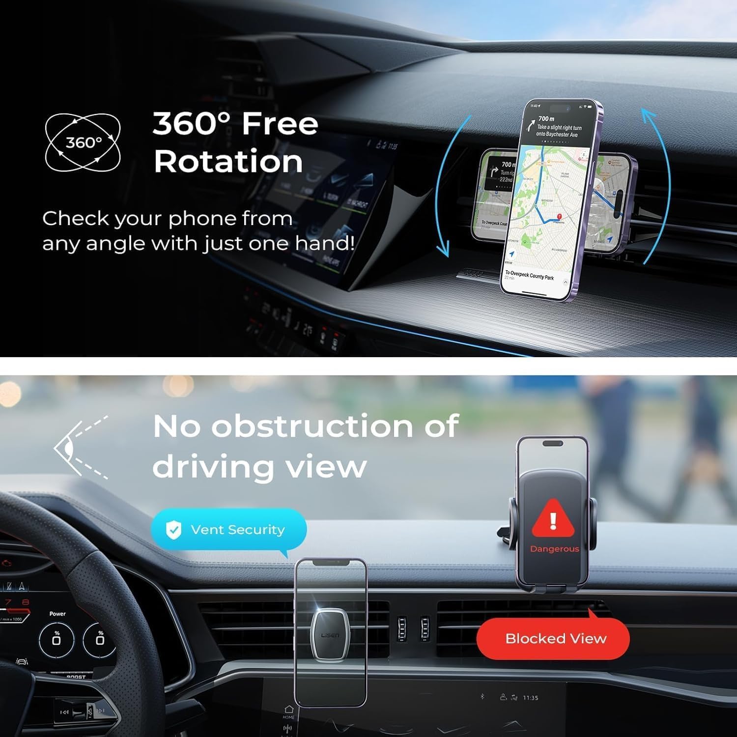 LISEN Magnetic Phone Holder for Car, Car Phone Holder Magnetic with Upgraded Clip & Ultra 6 Strong Magnets, Magnetic Car Phone Mount Magnet for Car Automobile Cradles, Soporte de Telefono para carro
